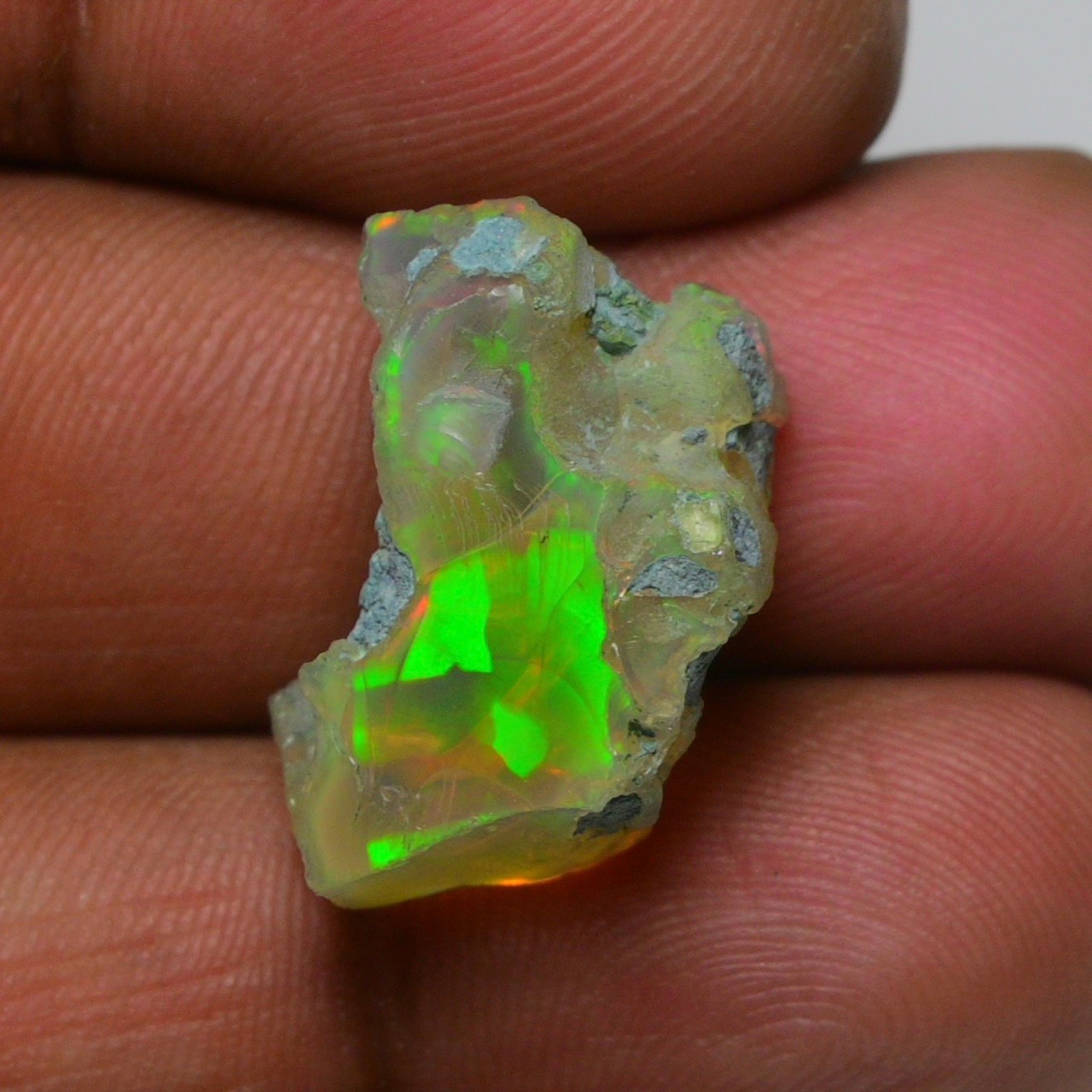 Jewelry Grade Black Opal Rough 13.90 Cts, Natural Ethiopian Raw, Neon Fire Opal