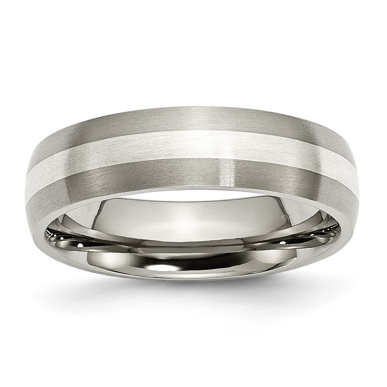 Chisel Titanium Brushed with Silver Inlay 6mm Band TB210