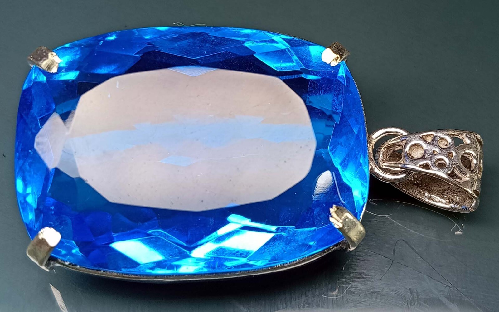Blue Topaz Pendant Cushion Cut 96.95 Ct Natural Gemstone EGL Certified PD014