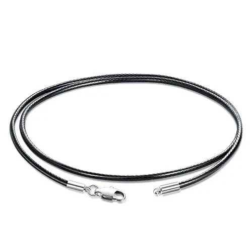 Waterproof Braided Leather Chain Cord Necklace with Stainless Steel Clasp