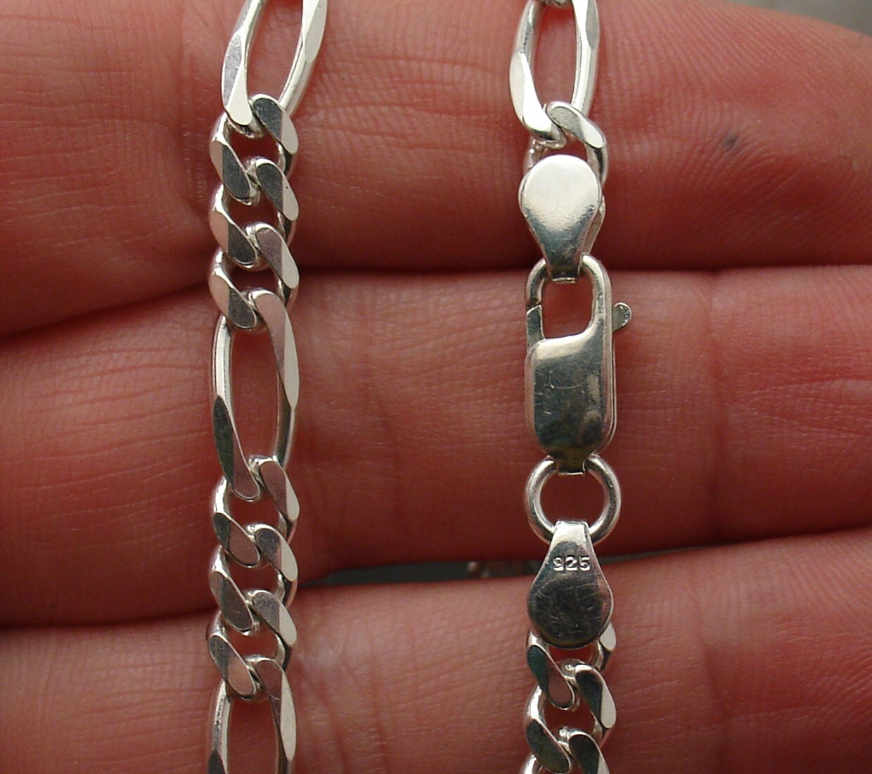 24″ Italian Royal Figaro Link Chain Necklace Real Solid 925 Sterling Silver