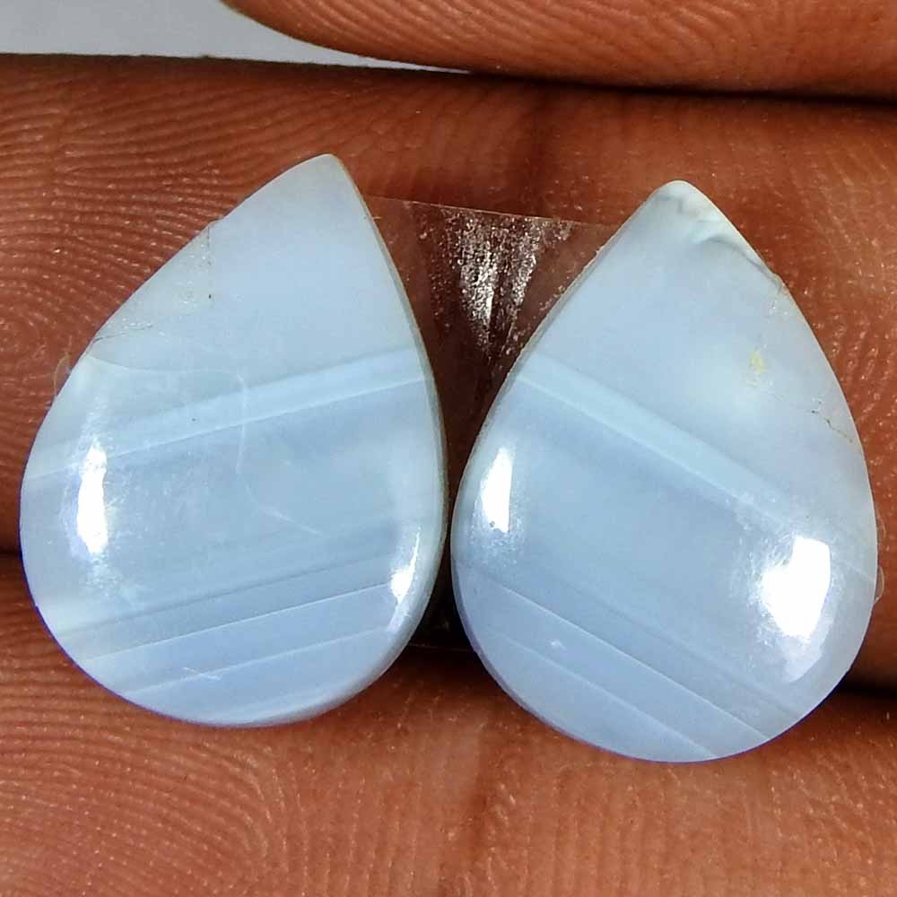 9.70CtsNatural Blue Australian Opal Pear Pair Cabochon(14x14x3)Gemstone