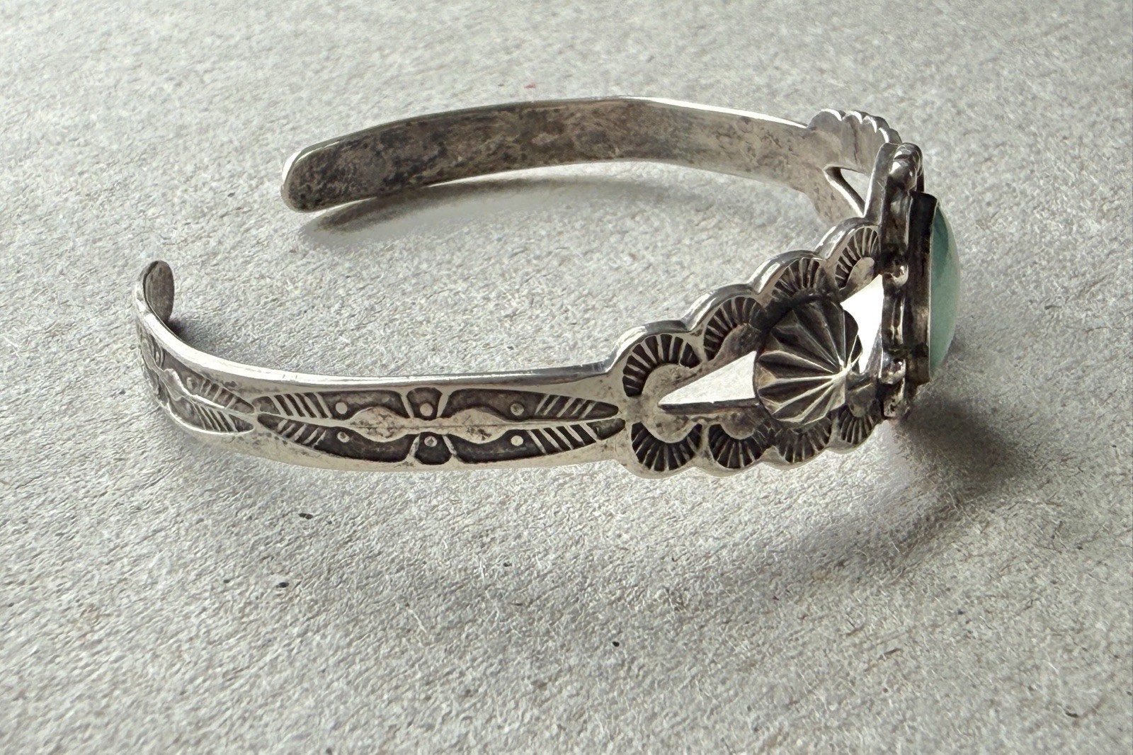 Vintage Fred Harvey Era Silver Turquoise Childs Bracelet