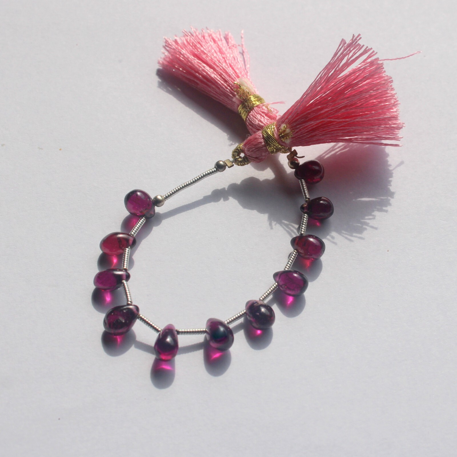 5×7-5×7.5 MM Natural Purple Pink Rhodolite Garnet Smooth Drops 4 Inch Beads