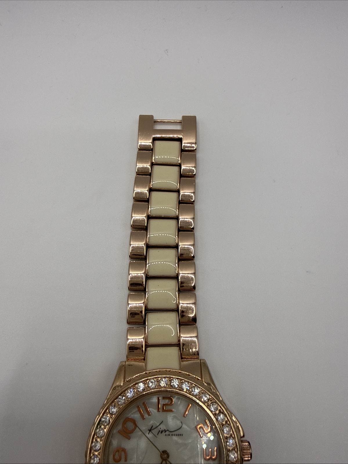 Kim Rogers Women’s Rose Gold Tone Rhinestone Quartz Watch New Battery Works