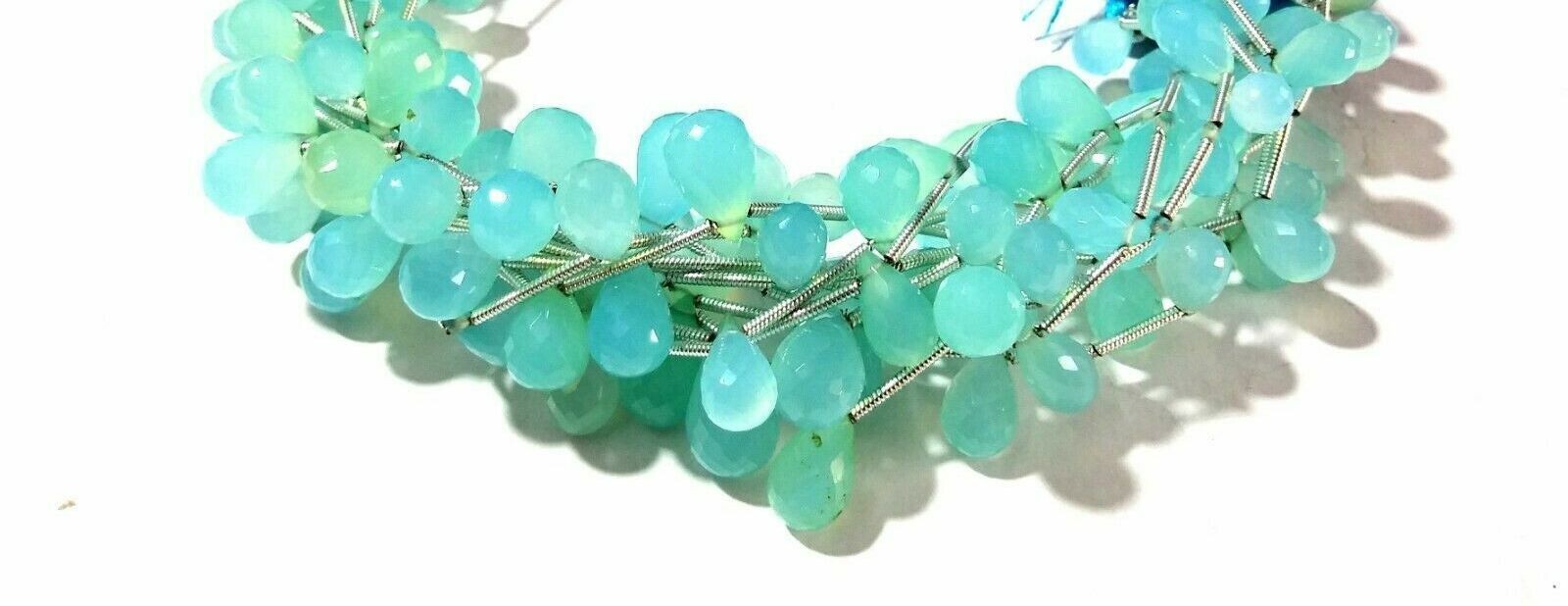 Aqua Chalcedony 4×6-5X8mm Teardrop Faceted Loose Beads 8″inch 1 Strand KG