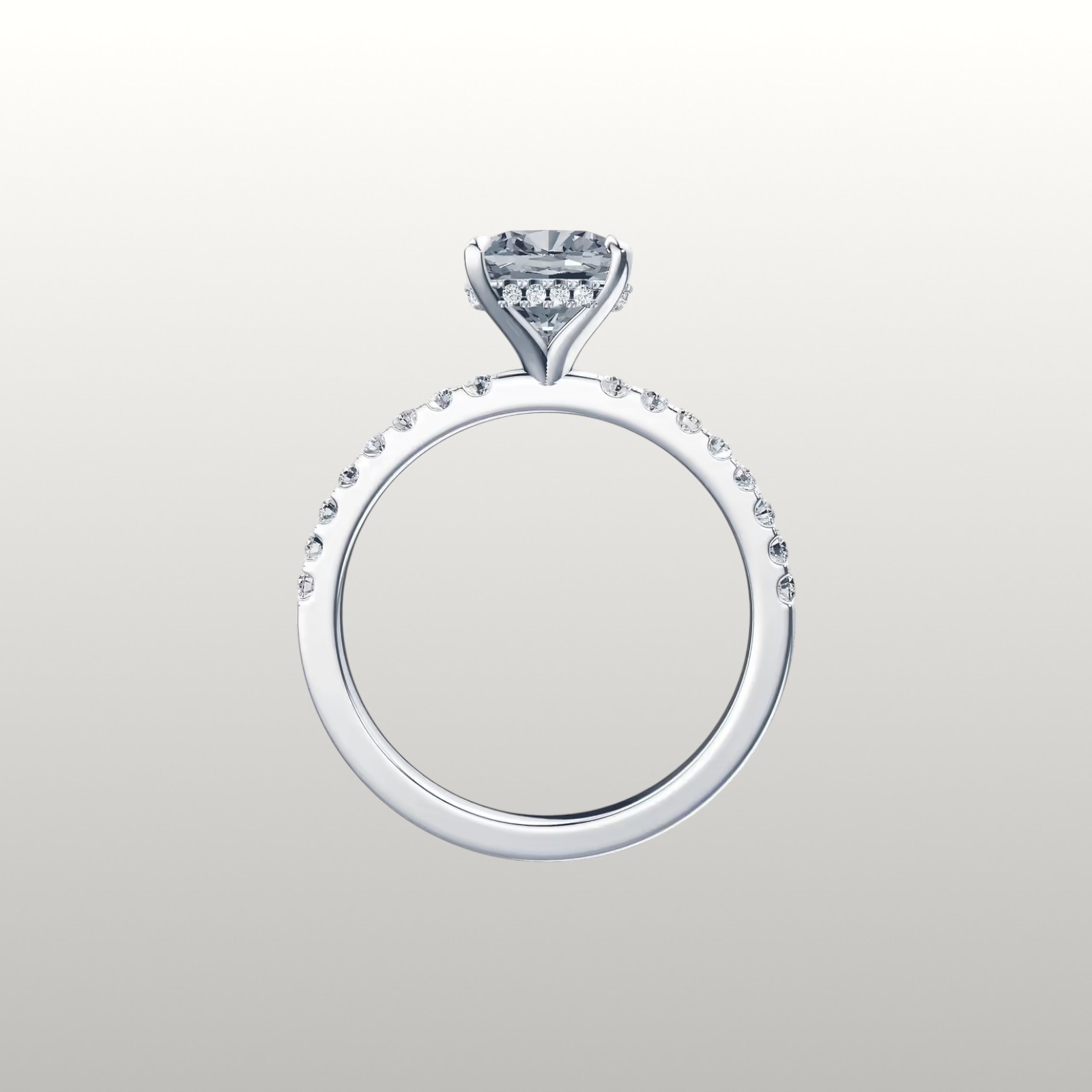 Fancy Intense Blue 2.75 Ct Cushion Cut IGI Lab Grown Diamond Ring 18k White Gold
