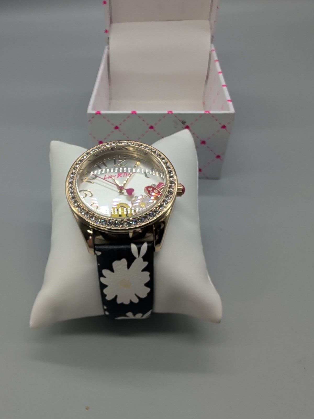 Betsey Johnson Luv Betsey Bling Watch Flower Mushroom Emoji Lthr Band New In BOX