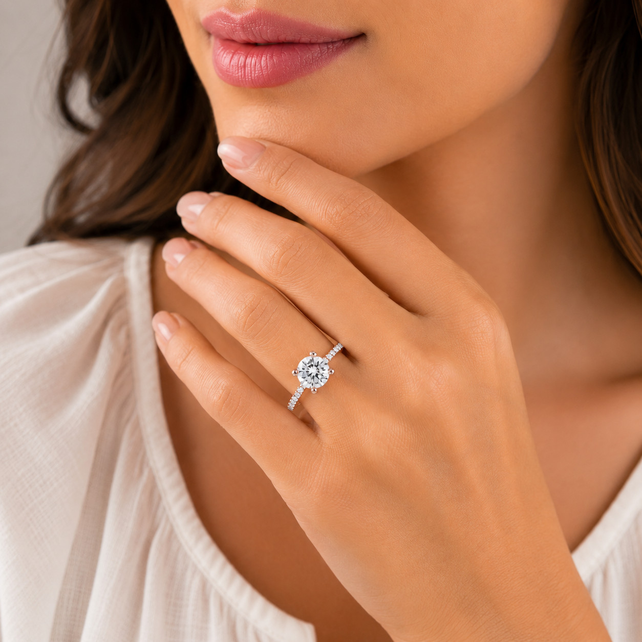 Round Cut 0.80Ct Lab Grown Diamond Engagement Ring in 10K Solid Gold for Women