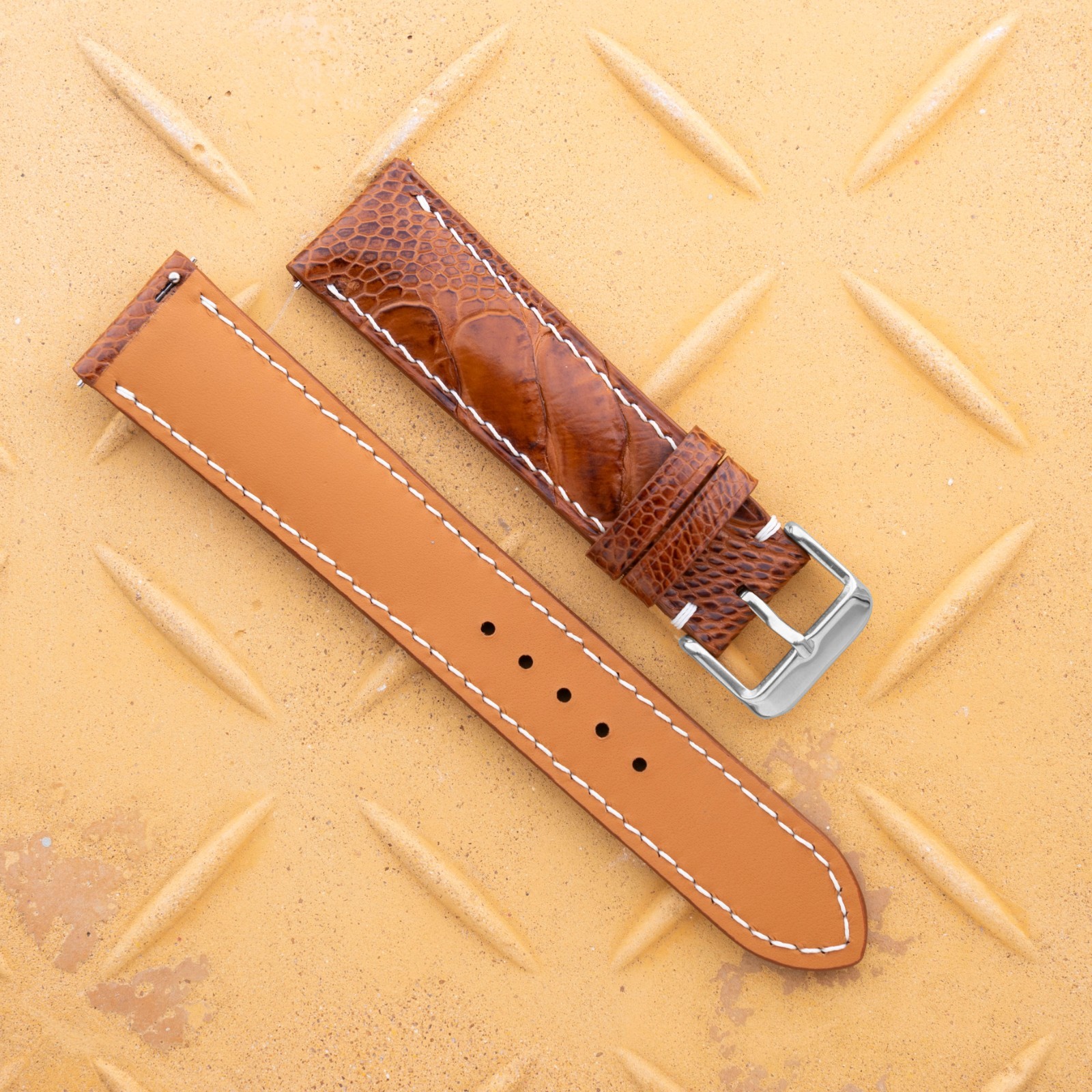 Genuine Light Brown Ostrich Leather Watch Strap Leg Leather Band Men’s 14-26mm