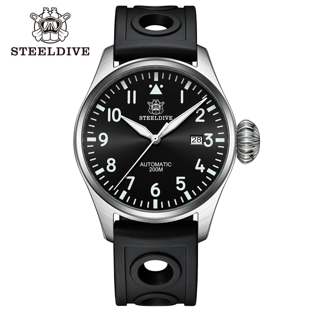 STEELDIVE SD1930 Mens 43mm 200M Automatic Dive Watch NH35 Steel