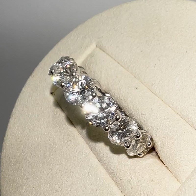 5.50TCW Round Cut Moissanite Eternity Wedding Band Ring 14k White Gold Plated