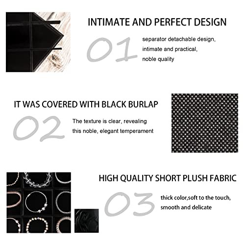 2Pcs 12 Grids Stackable Jewelry Organizer 12 Grid Tray + 12 Grid Tray Black