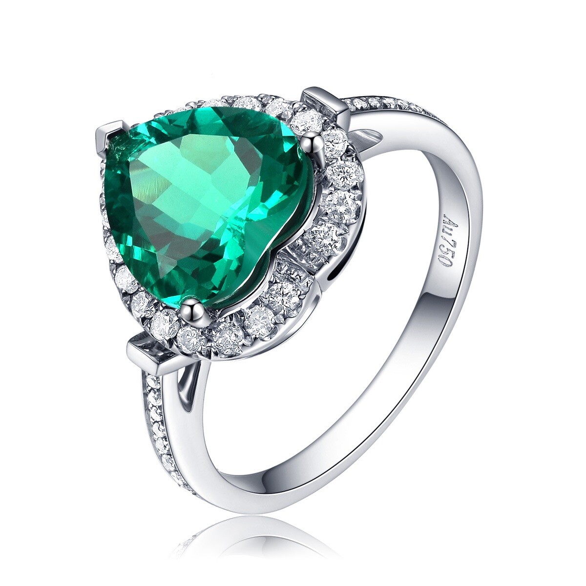 18K White Gold Plated Adjustable Birthstone Green Crystal Love Heart Ring,Gifts