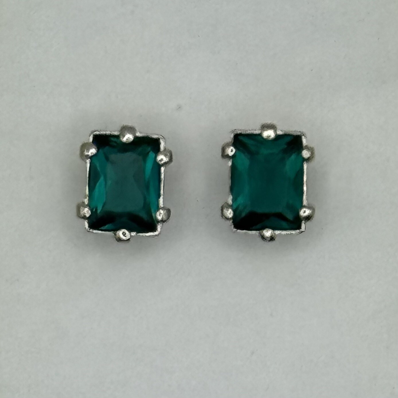 6.5mm x 8.7 mm Emerald Cut – Made with Swarovski crystals – Dark Green Stud