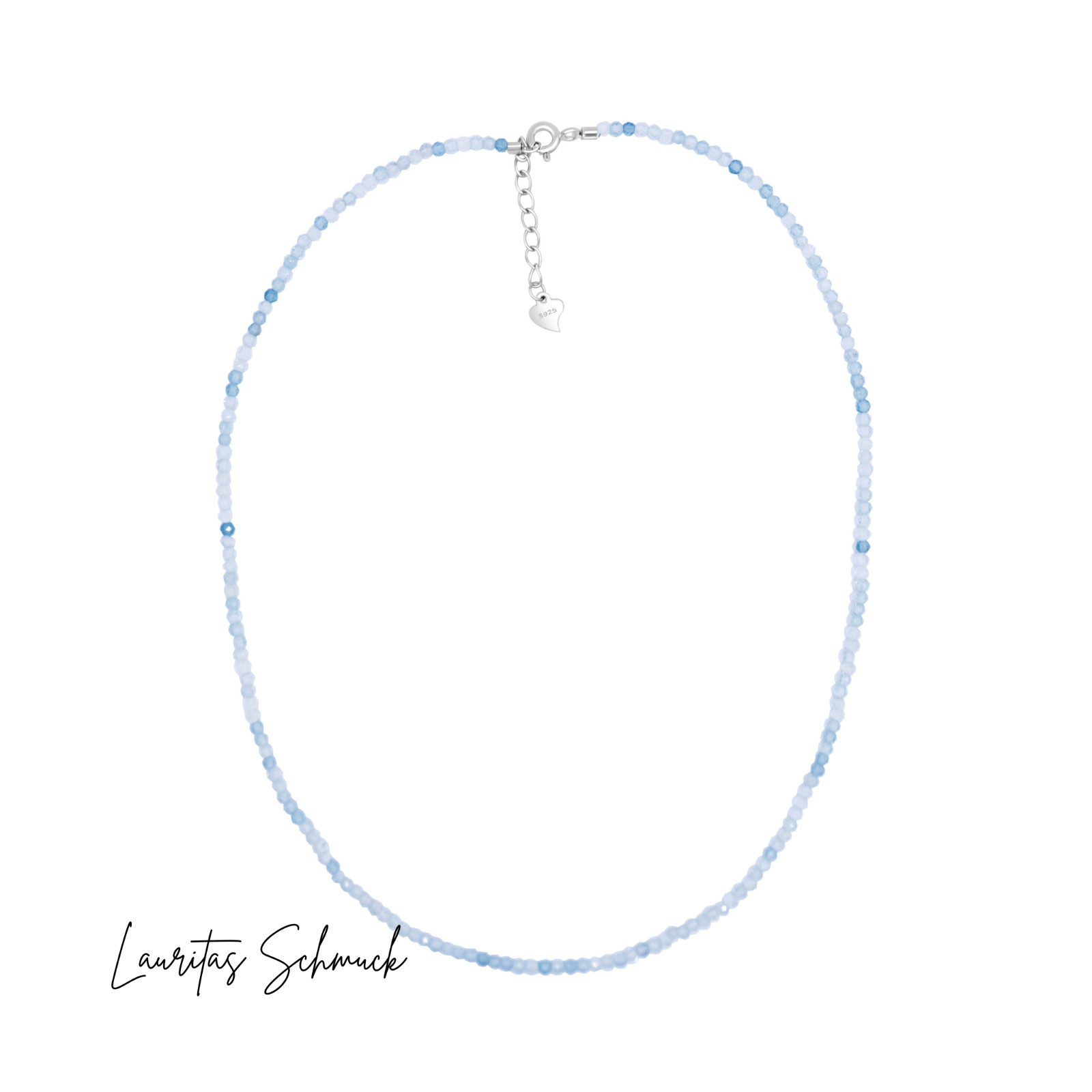 Aquamarine Necklace 925 Silver Real Silver Natural Gemstone New Jewellery Blue