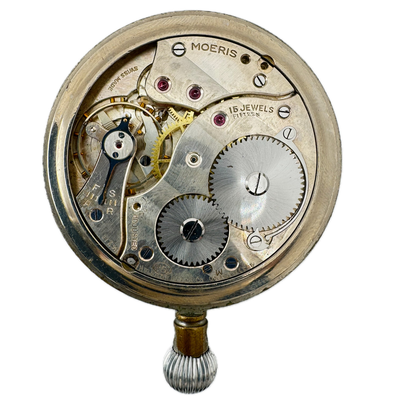 Vintage 50.5mm Military WWII 15 Jewels Mechanical Pocket Watch 19H Swiss Silver