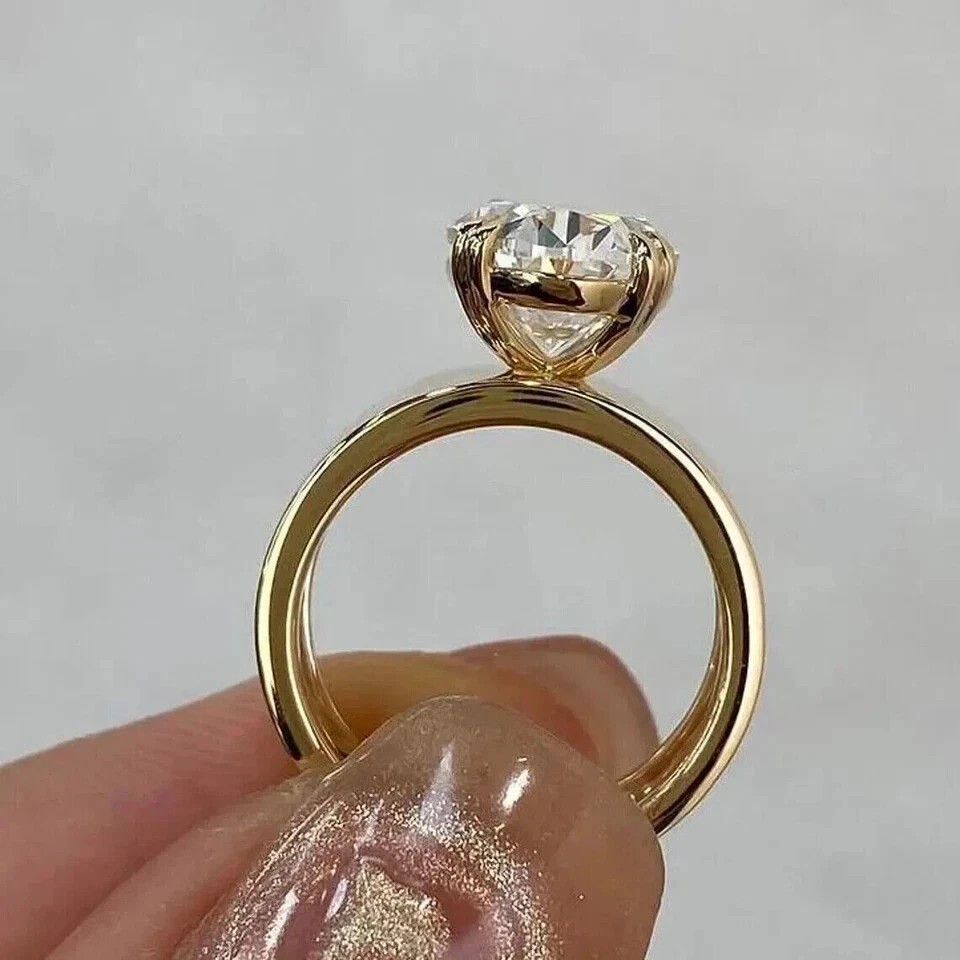 3.00 Ct Oval Cut IGI Certified Lab Grown Diamond Solitaire Ring 14k Yellow Gold