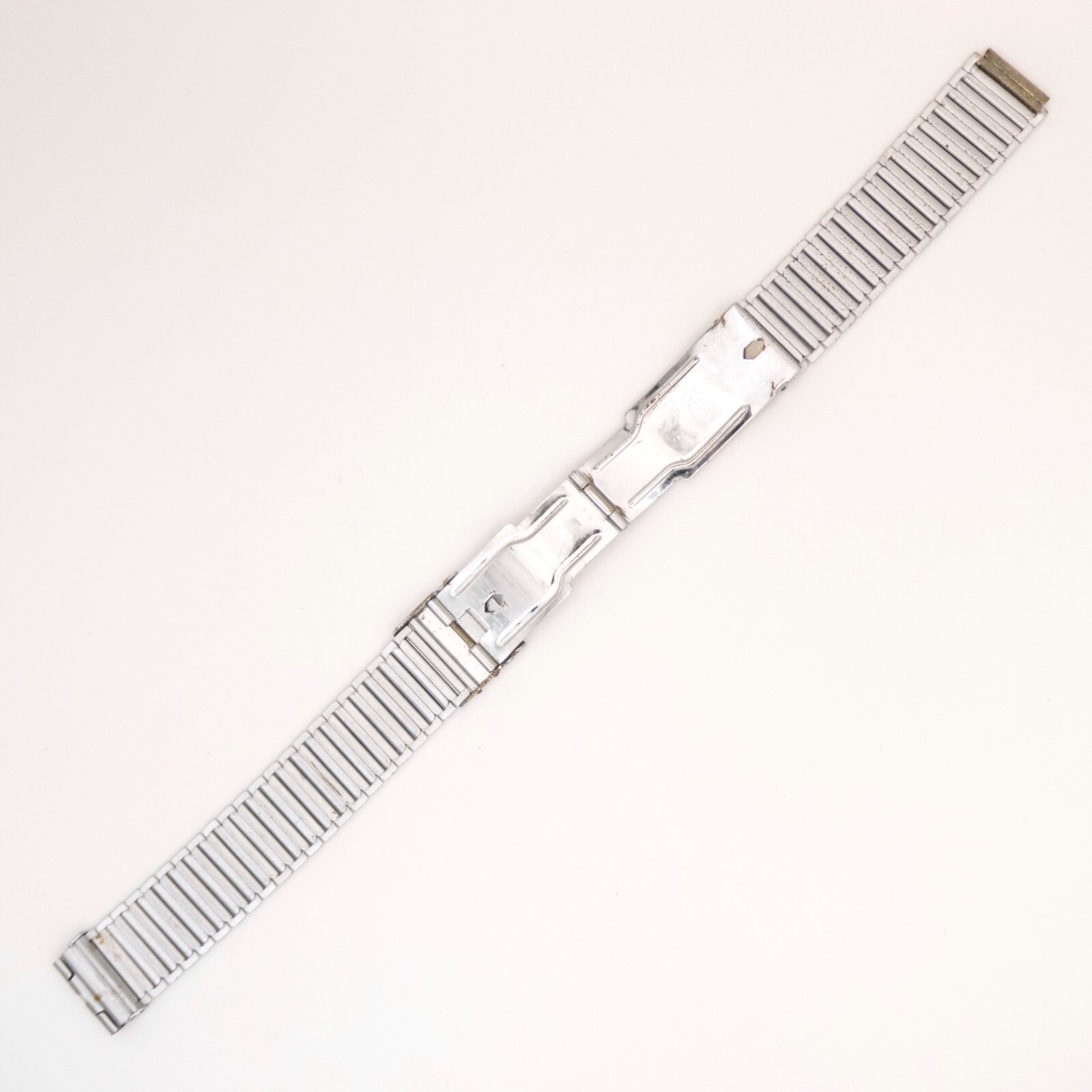 Partial Vintage Gemex 16.0 mm silvertone wristwatch bracelet with trifold clasp