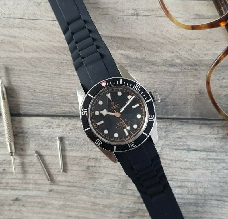 Black Divers Silicone Rubber Watch Strap Band with Tool | 18mm 20mm 22mm