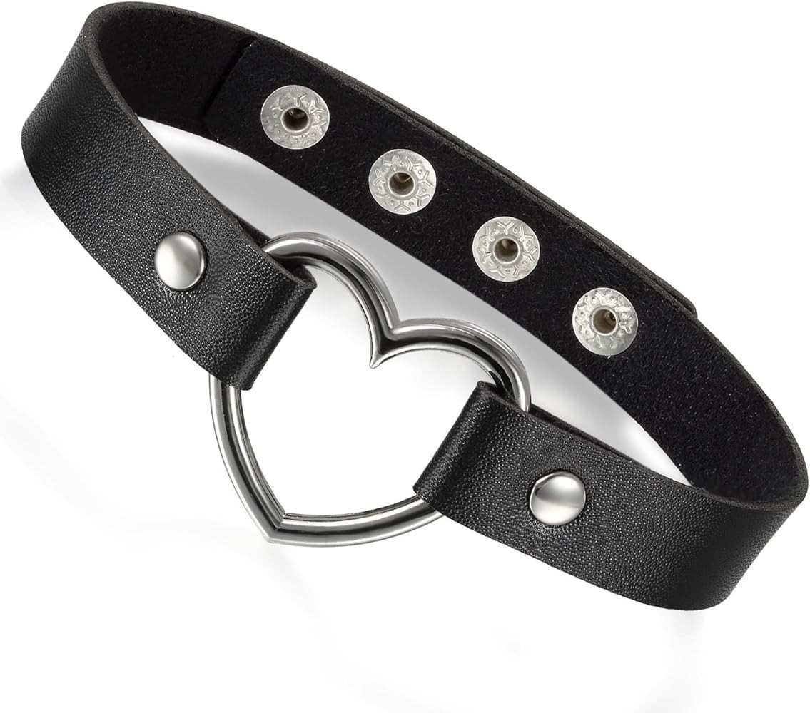 Punk Rock PU Leather Heart Choker Necklace Gothic Collar Harajuku Women Jewelry