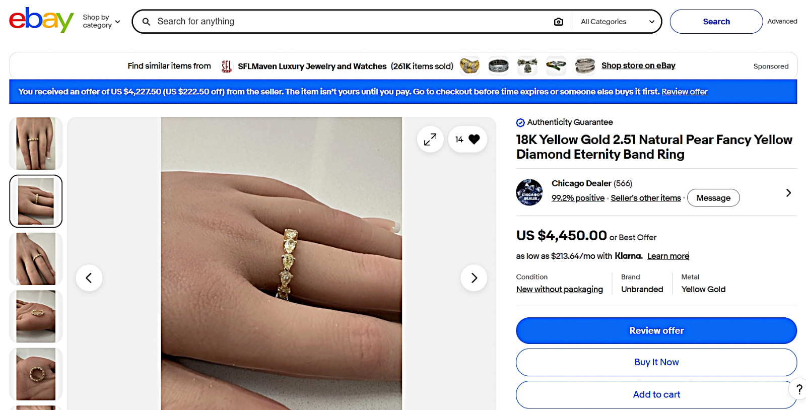 Natural Untreated 0.78ctw Light Yellow Diamond Band Ring 10K White Gold Sz 8 NEW