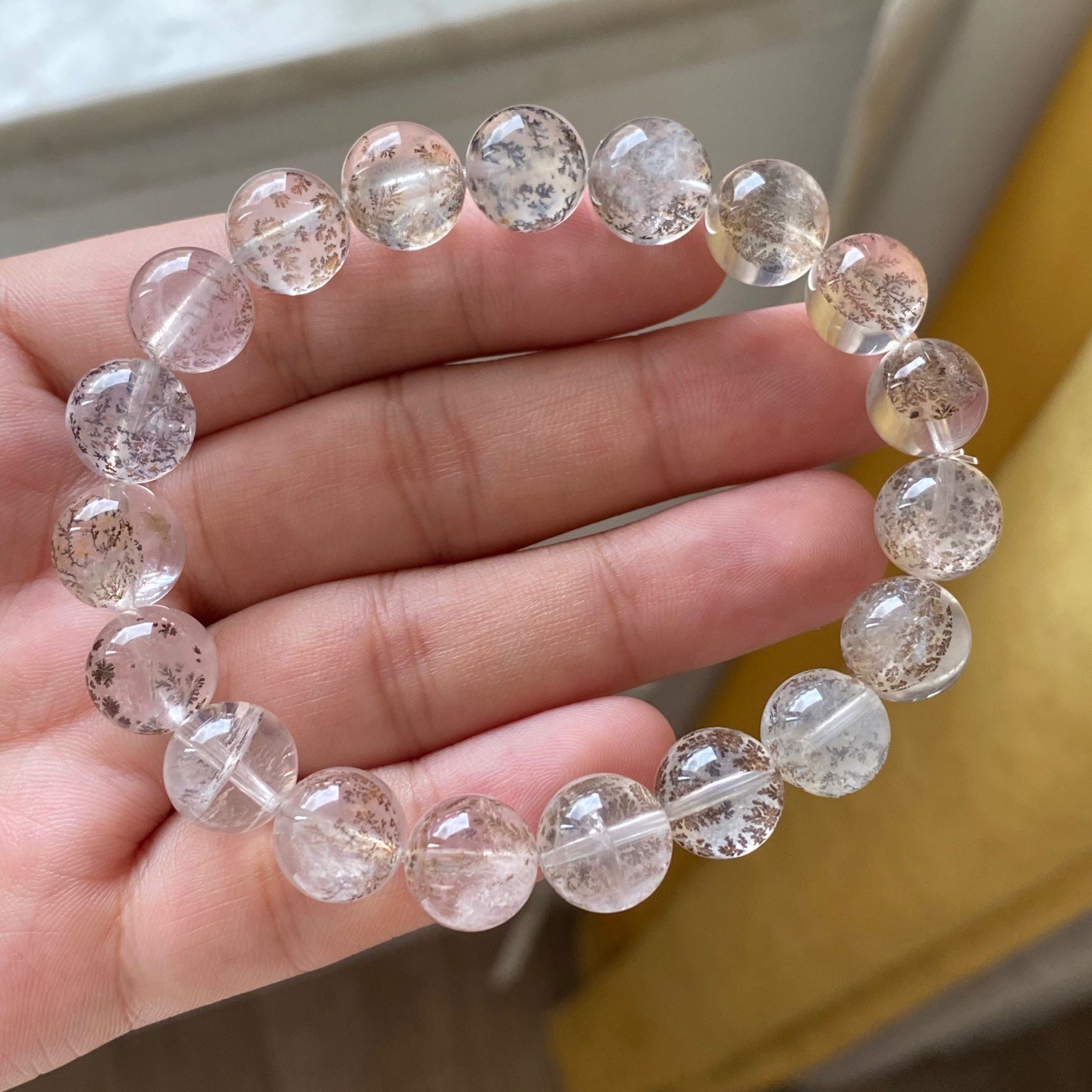 10.6mm Natural Tree Yellow Phantom Beads Bracelet AAAA