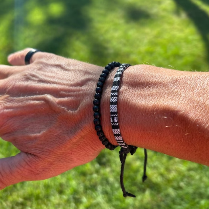 Boho Surfer Bracelet Lava Beads Handmade Woven Friendship Bracelet for Women Men