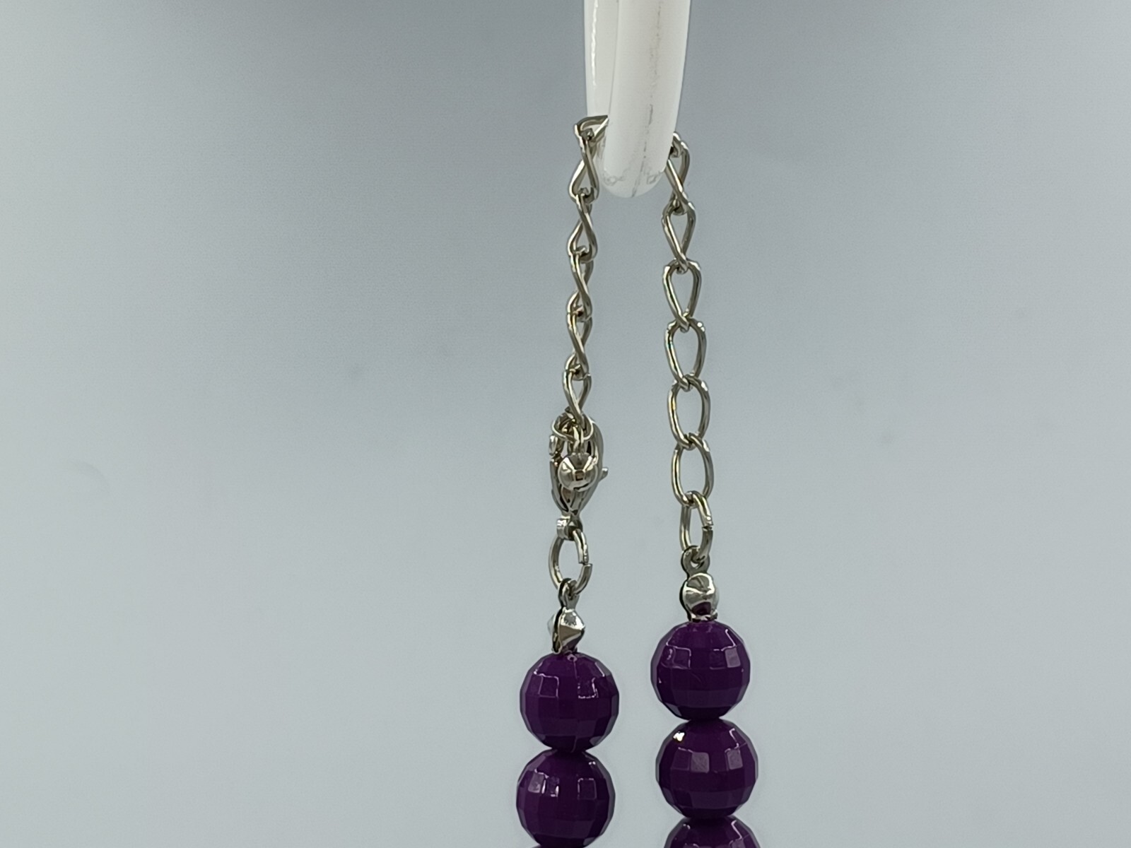 Vintage Cluster Necklace Purple Smooth & Faceted Opaque & Crystal Acrylic Beads
