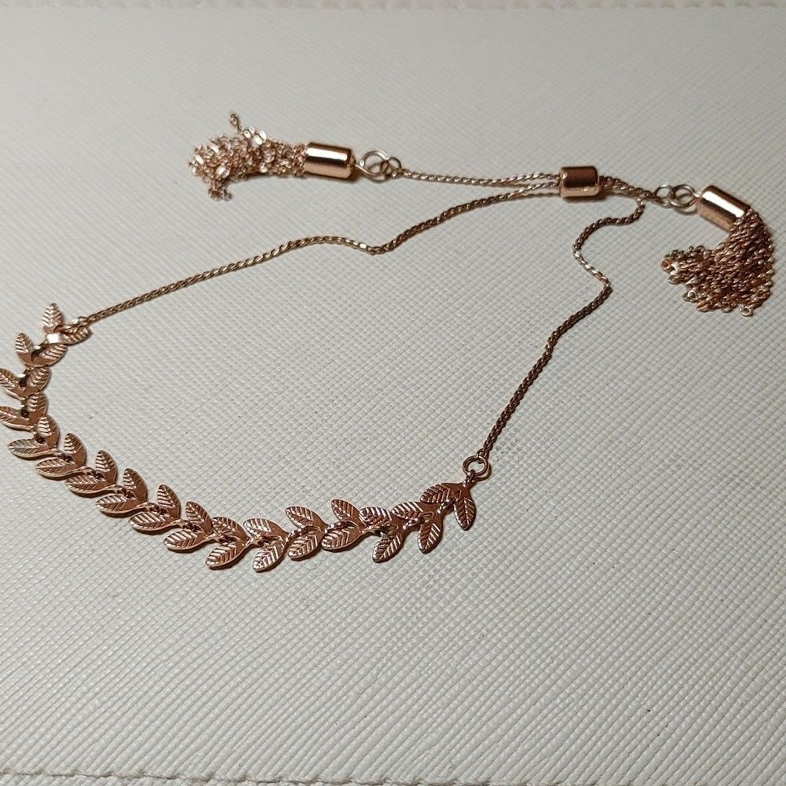 Rose Gold Adjustable Slider Chain Leaf Bracelet