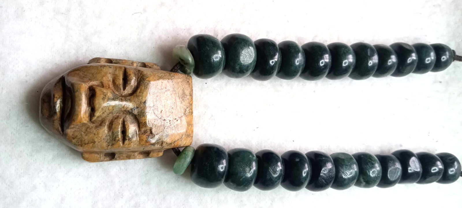 Toltec Modern Precolombia Mask With Guatemala Beads Neckalce.