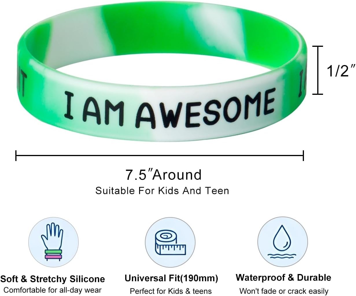 Motivational Wristbands for Students, Colorful Inspirational Rubber Bracelets…