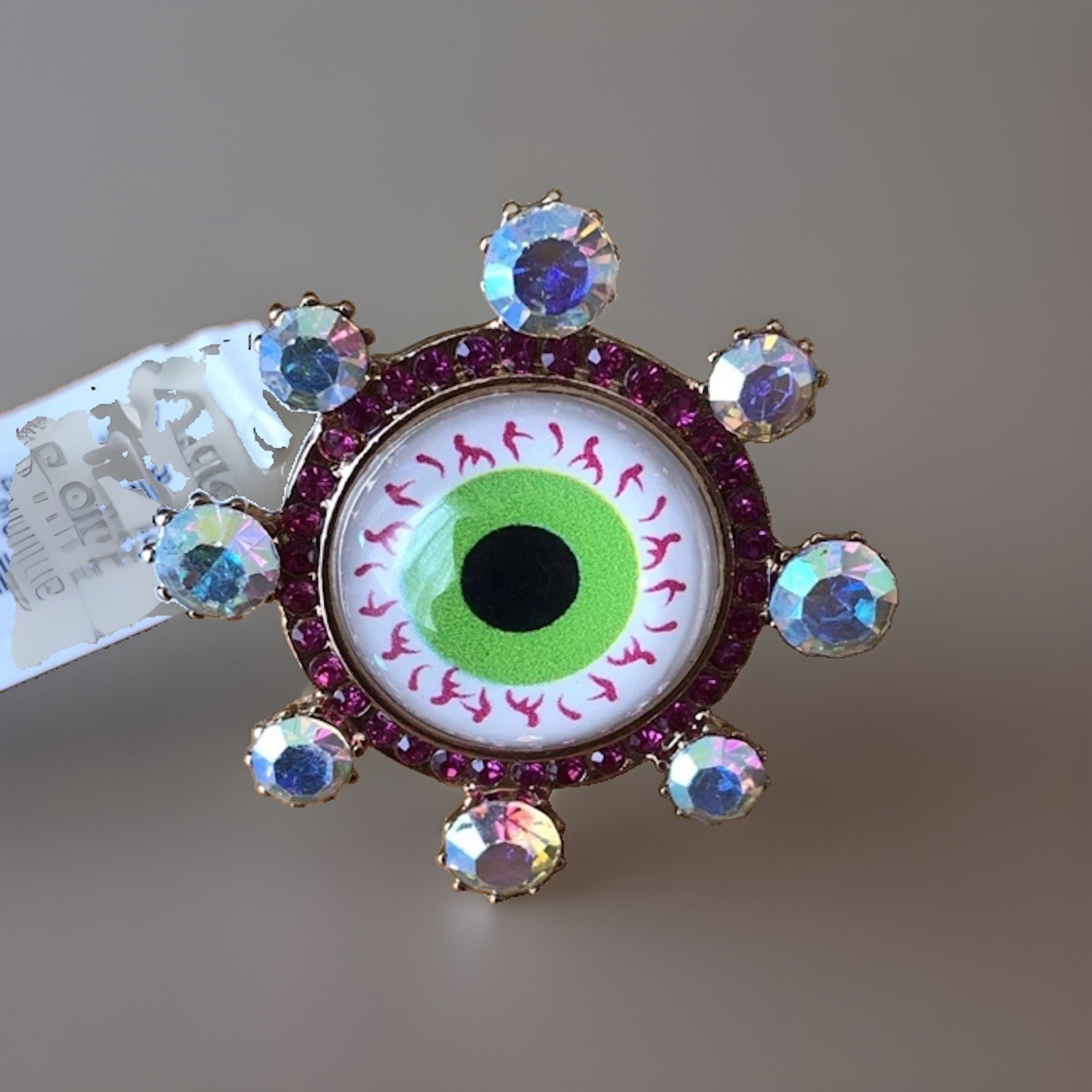 Betsey Johnson Evil Eye Cocktail Stretch Ring Crystal Accents New