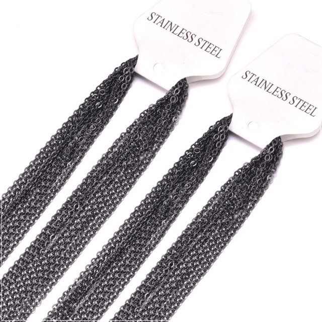 Black Stainless Steel 18 Inch 1 mm Link Neck Chain Necklace