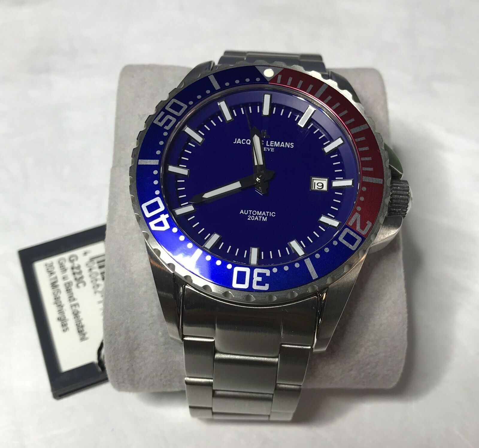 Jacques Lemans G-223C Tempora Men’s SWISS MADE Pepsi Diver Automatic Watch NEW