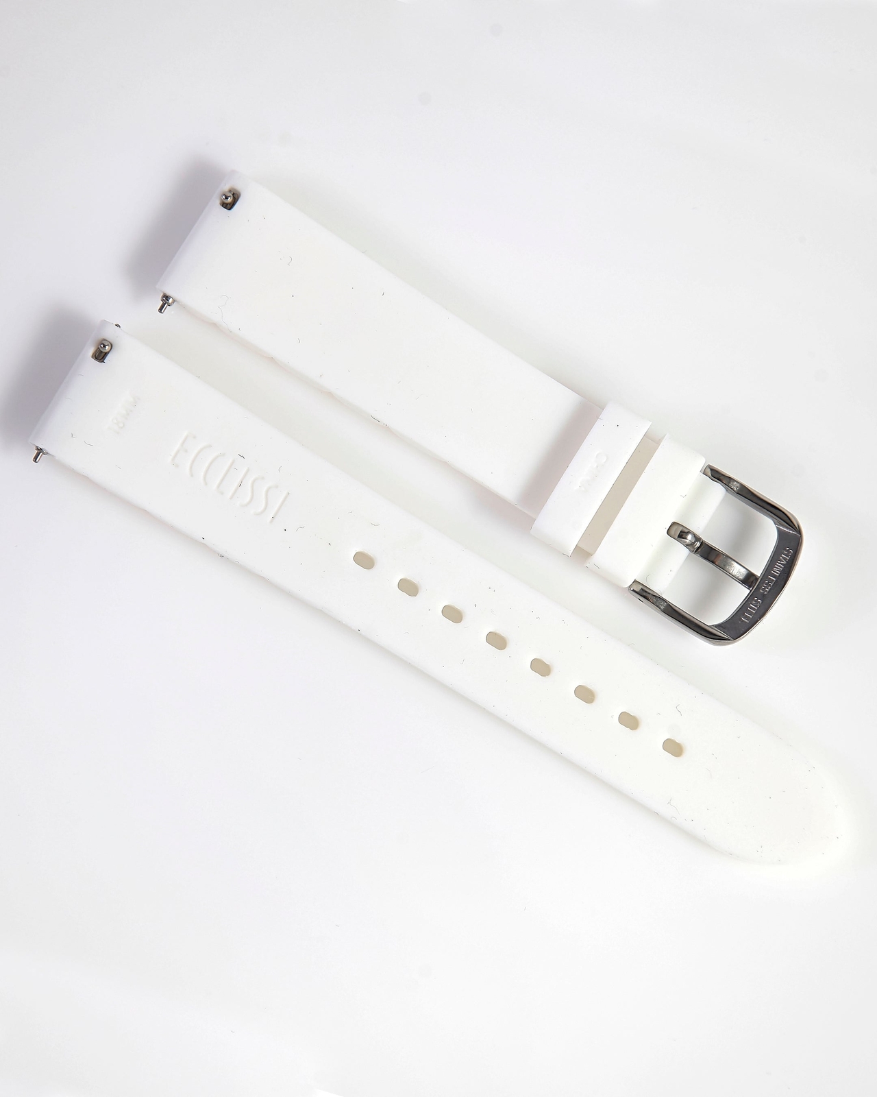 Ecclissi 18mm x 16mm White Rubber Strap original Buckle 23980