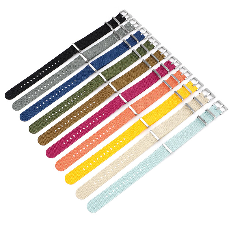 20mm Sport Bracelet Watch Strap Retro One-Piece Long Watchband Weave Nylon Bands