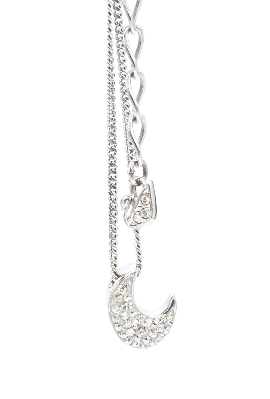 Sublima Rhodium-Plated & Swarovski Crystal Crescent Moon Pendant Necklace