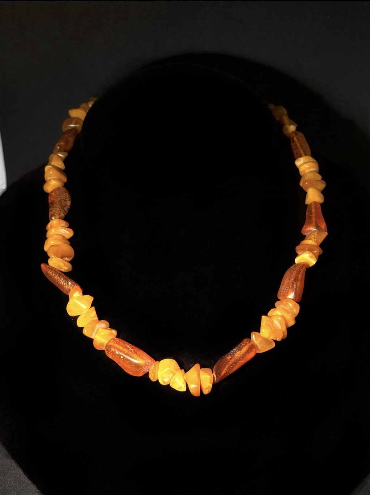 NaturalBaltic Amber Necklace Uncut Slices Egg Yolk & Cognac 18” Lithuania 19.81g
