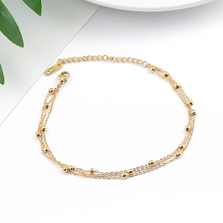 10″ Elegant Women Stainless Steel Anklets Smooth Bead Chain Ankle Bracelet PE13