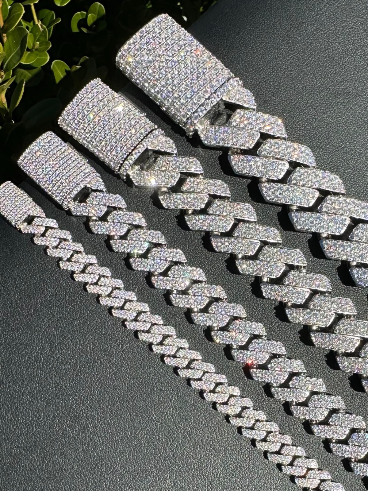 MOISSANITE Real Miami Cuban Link Prong Bracelet Iced Solid 925 Sterling Silver