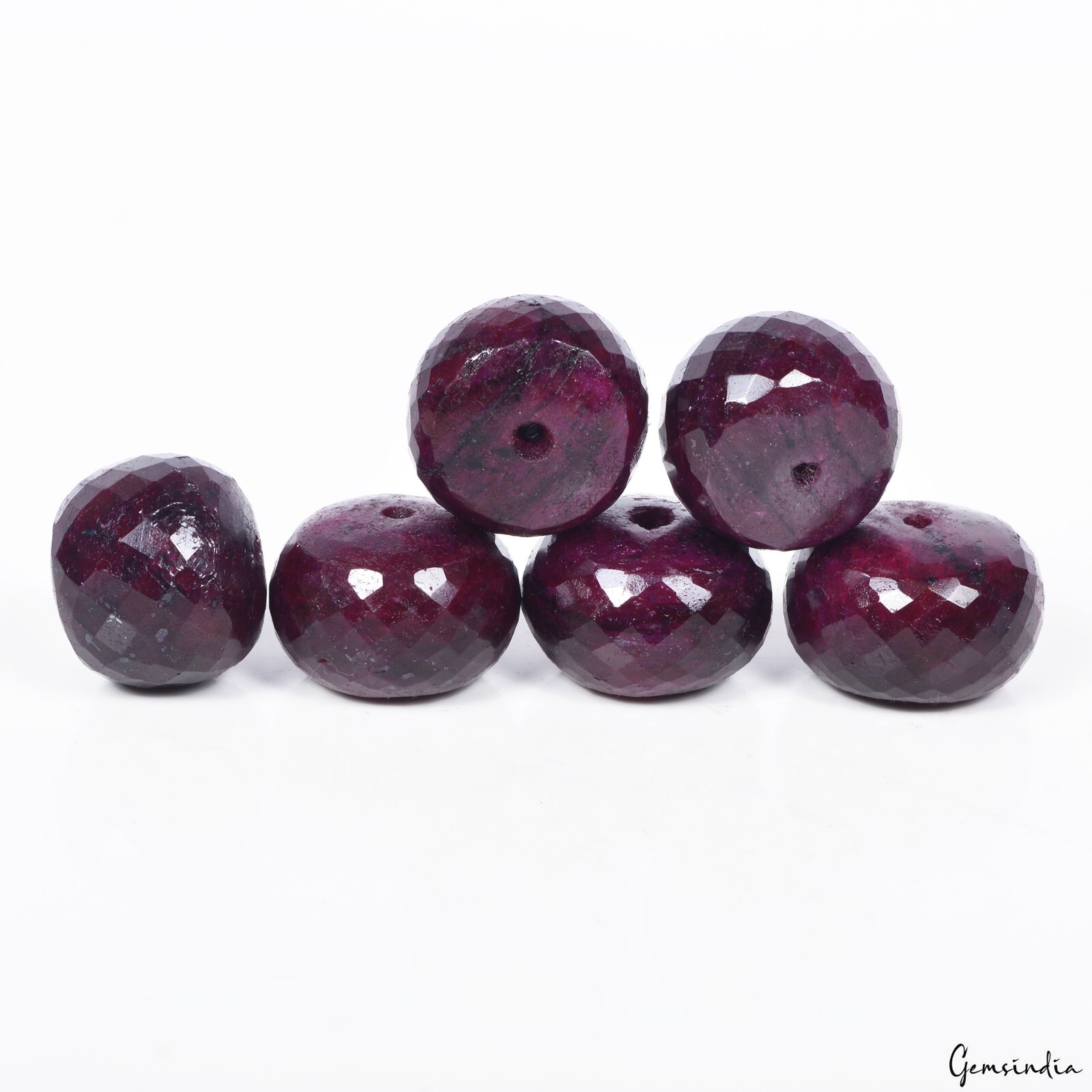 25-29mm Natural Dark Red Ruby Beads AAA Round Checker Cut Loose Gems Lot 1100 Ct