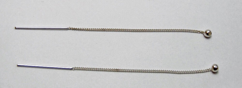 CLEARANCE ~925 Sterling SILVER EAR THREAD 3″ Chain ~ Threaders~ Ball End Dangles
