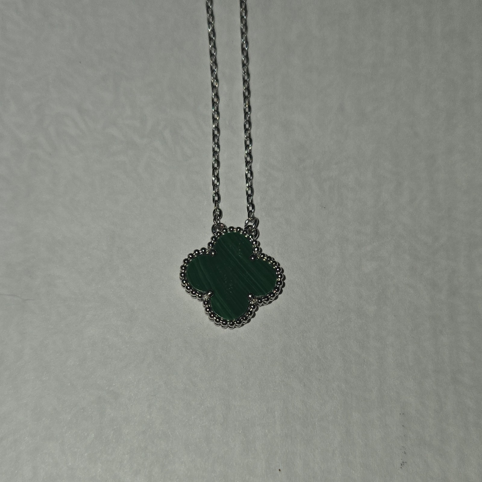 18 &20 cm Silver Tone Cable Chain Necklace with Clover Quatrefoil Charm Pendant