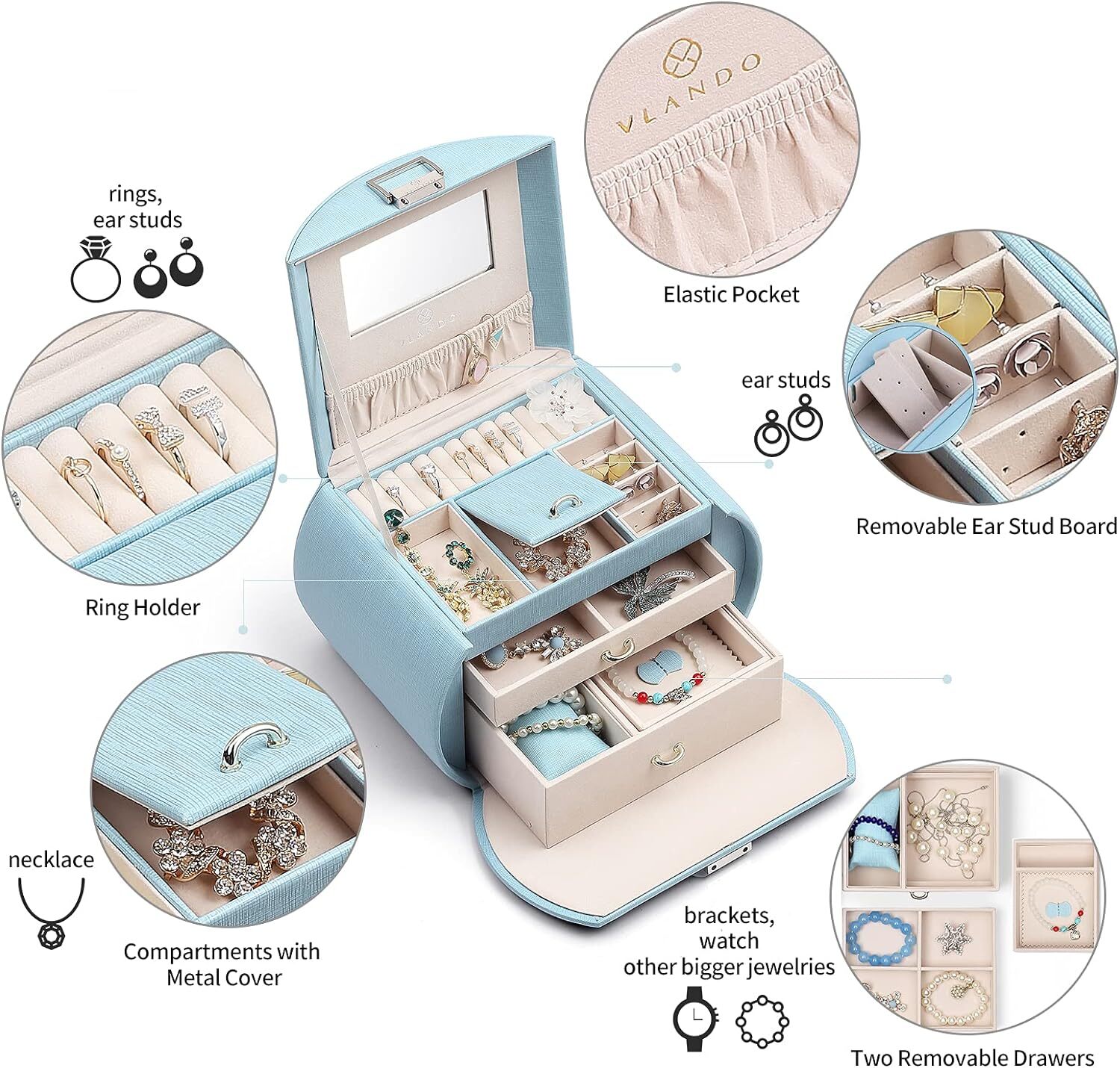 Princess Style Travel Jewelry Box from Dutch Designers – Perfect Gift for Girls