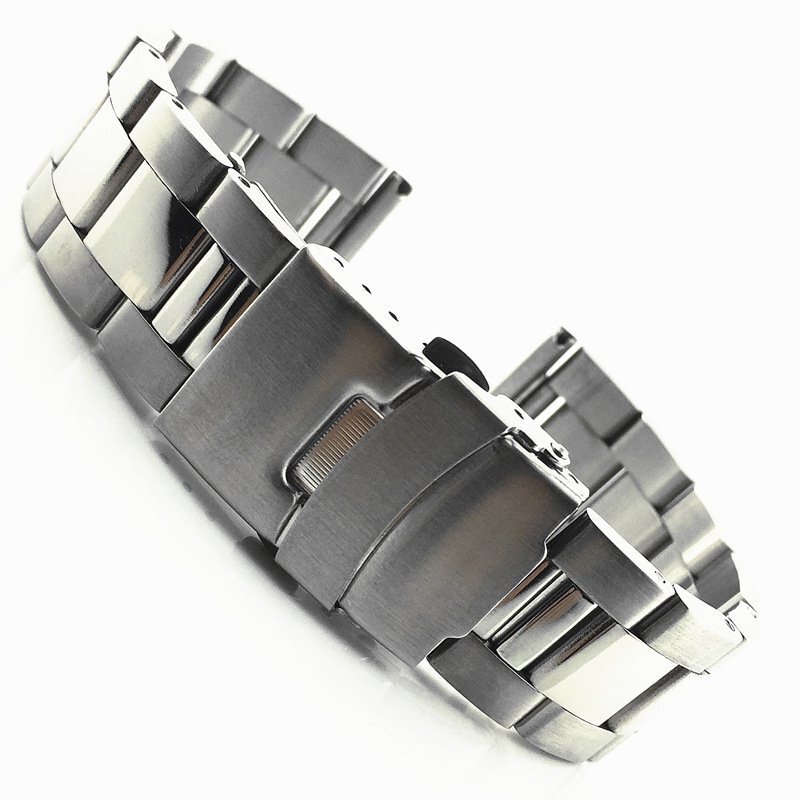 18-28mm Brushed Middle Polished Stainless Steel Watch Band Strap Metal Bracelet