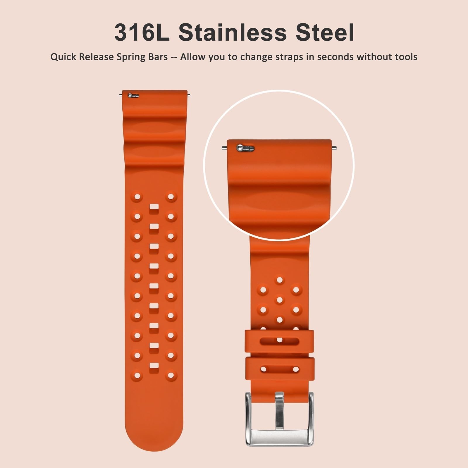 WOCCI 21mm Quick Release Spring Bars, Pins for 21mm Watch Band