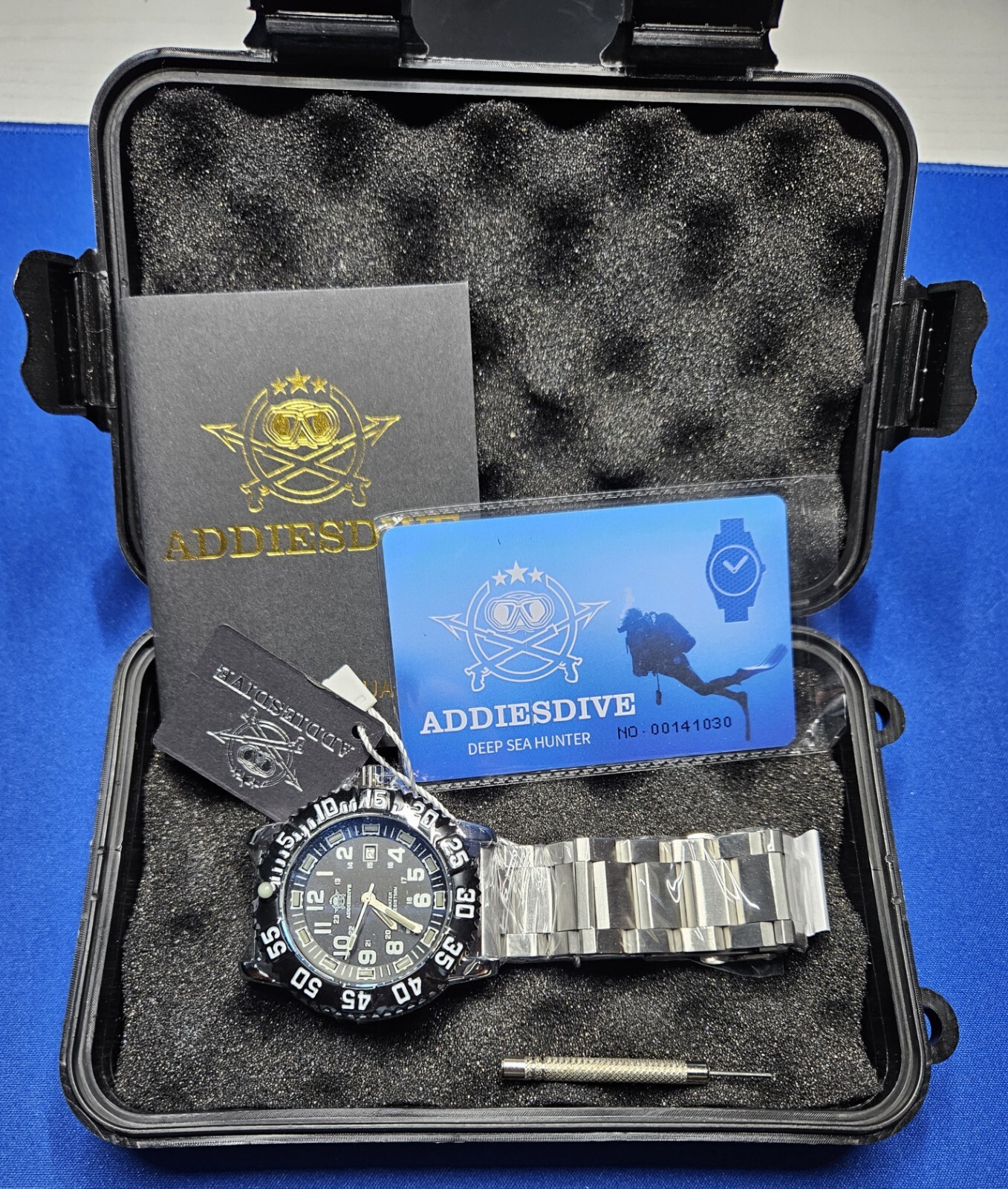 Addiesdive 44MM Luminox Style Steel Silver Watch W/Hardcase Free Shipping USA