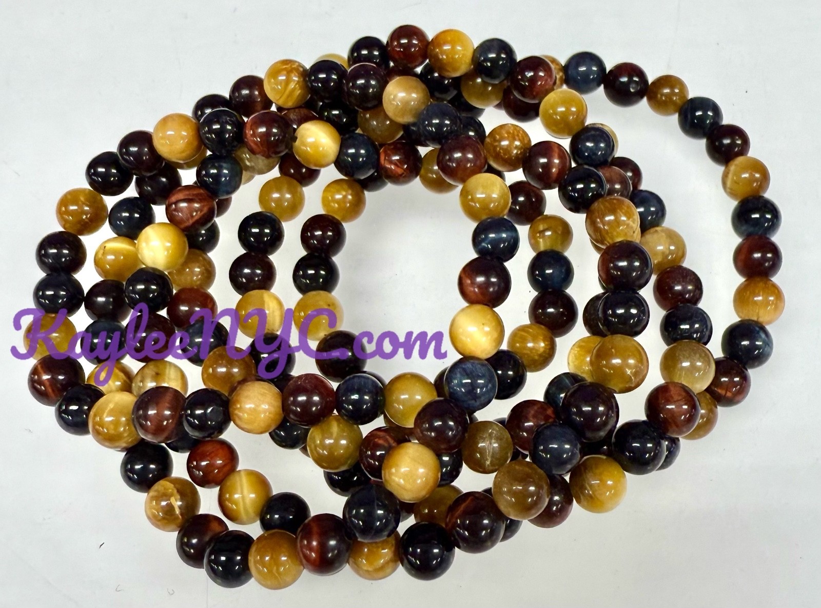 Wholesale Lot 6 Pcs Mix Tiger Eye 6mm 7.5” Crystal Healing Stretch Bracelet