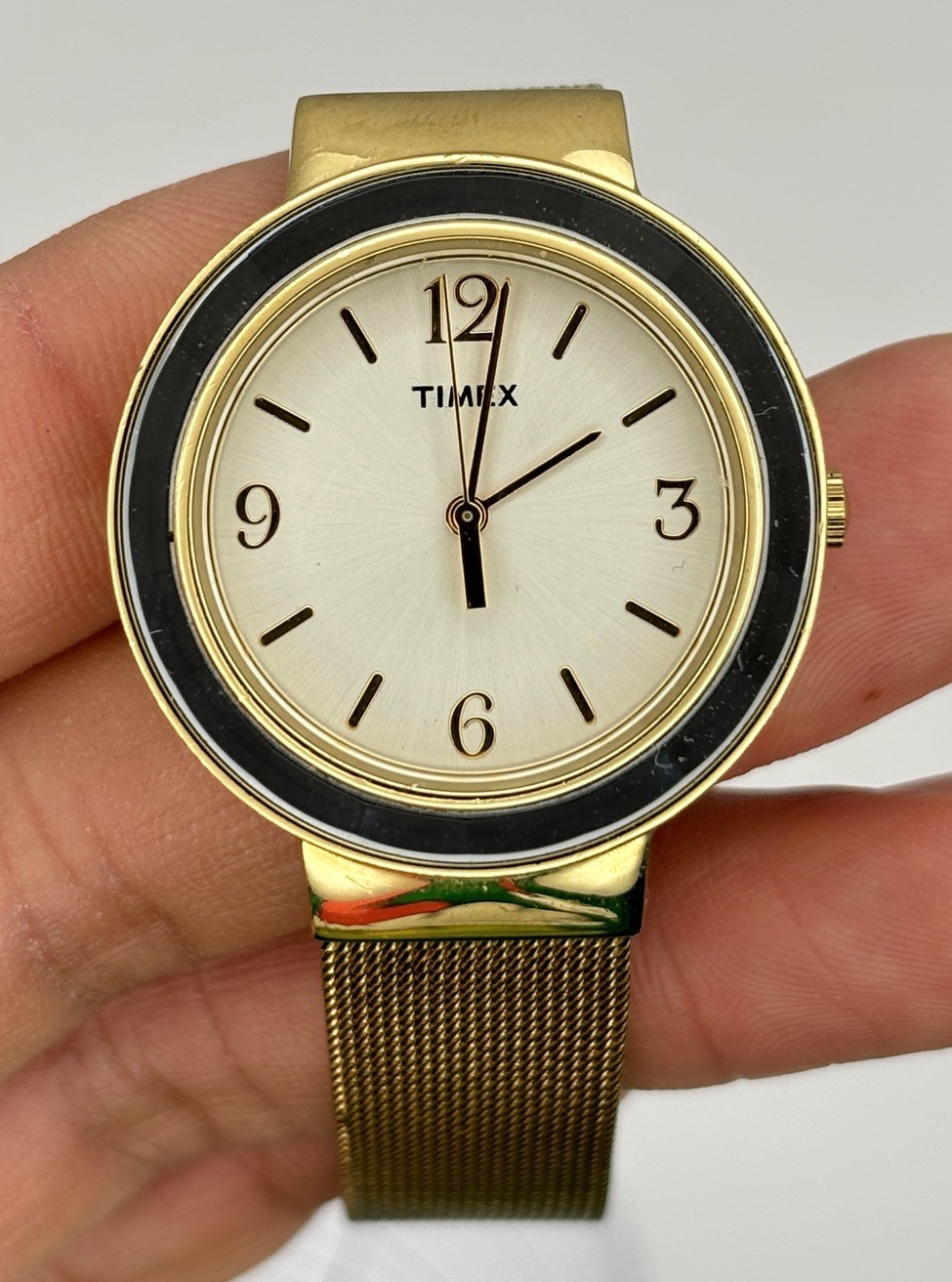 Timex Ameritus Gold-Tone SS Mesh Bracelet Dress Ladies Watch T2P197 #7.21